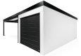 GARDEON® Garage mit Hörmann Garagentor, Fenster und Carport links